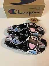 CHAMPION Youth IPO Comic Slide Sandals sz 6Y Black Pink Blue Yellow picture