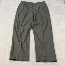Zanella Nordstrom Mens 40x32 Duncan Pleated Wool Trousers Olive Green Italy EUC picture