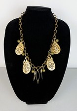 VTG J. CREW luxury necklace, antique gold tone, statement necklace 24