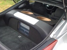 Fits Nissan 350Z - Custom Sub Box Subwoofer Enclosure & Plexiglass Amp Rack picture