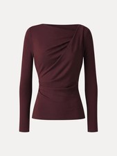 OGL Eco-Mousse® Asymmetrical Neck Long Sleeve Tucked-Waist Top picture