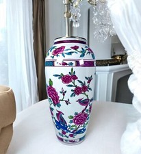 B+C Limoges France L Bernardaud +co Vase antiq 1909-1914  Pheasants Flowers 10” picture
