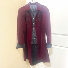 Crubelon Men’s 2XL Gothic Victorian Tailcoat Vampire Halloween Costume Burgundy picture