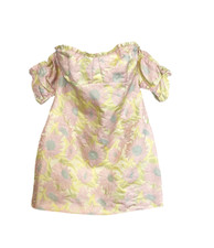 Lulu’s Banquet Invitation Yellow Floral Jacquard Off-the-Shoulder Dress Sz XL picture
