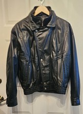 ULTRA-RARE VINTAGE 1980s WILSONS ASYMMETRIC LEATHER AVIATOR BOMBER JACKET picture