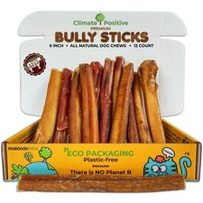 Bully Sticks 100% Natural Beef Dog Chews Premium Quality 6”  12Pcs Zero Fillers picture