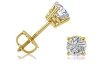 1 2ct TW Real Diamond Stud Earrings in 14K Yellow Gold Screw Back picture