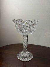 ABP American Brilliant Cut Glass 10 in Height Compote Multiple Motifs picture