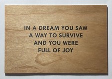 rare JENNY HOLZER silkscreen wood postcard (2018) 3rd ed Printed Matter - a picture