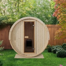 EuroSauna 2-Person Outdoor Barrel Sauna with Shingles, Lighting, & 6kW Heater picture