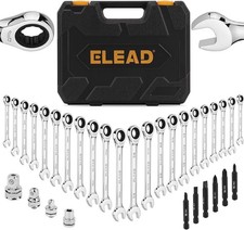 32PC Combination Ratchet Wrench Set SAE & Metric 72-Tooth Adapter Organizer Case picture
