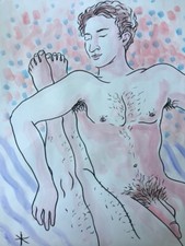 Large Mixed Media On Paper Painting Jean Cocteau Style picture