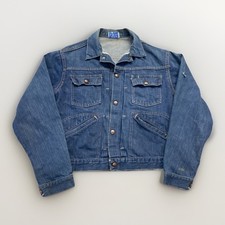 Vintage Roebucks Denim Jacket Mens M Sanforized Selvedge Pleated 60s picture