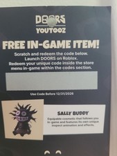 Youtooz DOORS Roblox Sally Buddy Free In-Game Item Redeem Code Card picture
