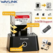 Wavlink HDD SSD Hard Drive Docking Station External Dual Bay Dock 2.5/3.5 Sata picture