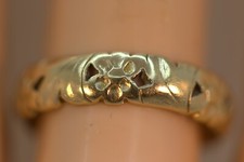 VINTAGE BRISTOL 14K YELLOW GOLD FLORAL FLOWER DESIGNS ETERNITY BAND RING 8 3.86G picture