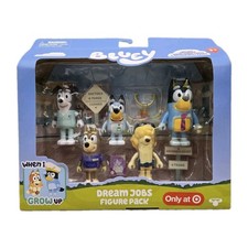 Bluey DREAM JOBS Figure 5 Pack  EXCLUSIVE Nurse/Tradie Chippy/Archaeologist picture