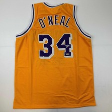 Facsimile Autographed Shaquille Shaq O'Neal Los Angeles Yellow Jersey XL picture