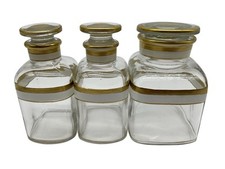Antique 1920's Enamel and Gilt Glass Toiletry Bottles W/Original Stoppers (3) picture