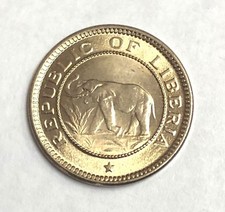 1941 LIBERIA 1/2c Half Cent African ELEPHANT coin, Low Mintage 1 Year Type, UNC picture