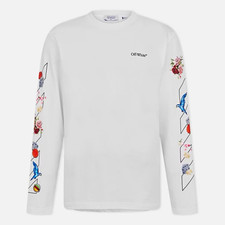 Off-White Men's White Long Sleeve Crew Neck Graphic Logo T-Shirt Pullover picture