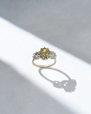 3.20Ct Cushion Cut Natural Yellow Sapphire Diamond Wedding Ring 14K White Gold 7 picture