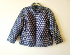 Carlisle Womens Black Gray Geometric Full Zip Jacket Long Sleeve Size 16 picture