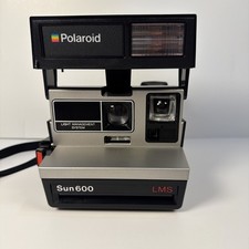 Polaroid Sun 600 LMS Instant Camera OS Silver Black Vintage 80s Retro Tested picture
