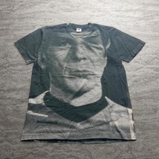 Vintage 90s Made in USA Black White Portrait All Over Print T-Shirt XL picture