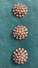 3 large Vintage bejeweled buttons - brass and crystal - 1.5 inches picture
