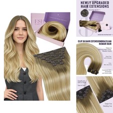 Fshine Clip in Human Hair Extensions Balayage 18in 105g 7pcs picture