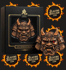 Oni Demon Mask 5oz ADVP .999 Copper BU Edition W/ Ruby Eyes in Capsule w/Box picture