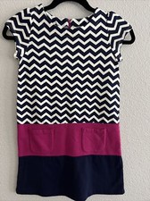 NWOT Gymboree Girls Size 8 Navy Chevron Dress With Pockets Size 8 picture