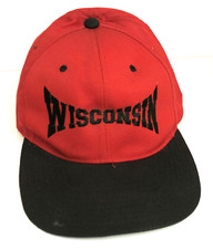 Vintage Wisconsin Badgers NCAA - Headmaster Snapback Hat - Red and Black 1990’s  picture