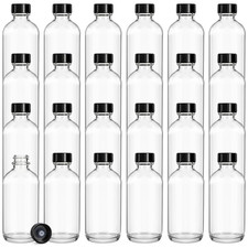 24 Pack Clear Boston round with Black Poly Cone Cap, 4 Oz Clear Glass picture