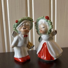 Vintage Napcoware Porcelain Christmas Miniature Boy and Girl Angel Porcelain  picture
