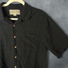 Jamaica Jaxx 100% Silk Shirt Men’s Medium Black Camp Collar Textured picture