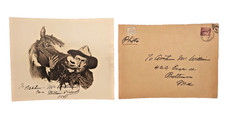 Vintage William S Hart Cowboy Print with Autograph Original Mailing Envelope picture
