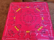 Hermès Carré 90 MORS ET GOURMETTES REMIX Pink Horseback and Chain Scarf Silk picture