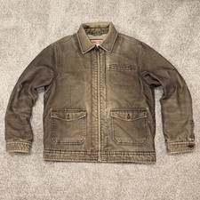 Vintage Mossimo Sherpa Lined Corduroy Jacket Mens M Brown Trucker Distressed picture