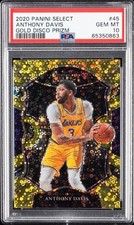 2020 Panini Select GOLD /10 Anthony Davis #45 Disco Prizm PSA 10 POP 1 picture