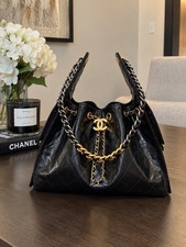 Chanel 25 Hobo Bag Small Black Calfskin Leather Antique Gold hardware picture