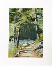 8x10 Maine Original Oil Painting Acadia Landscape Jordan Pond New England Signed picture