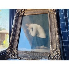 Antique Jean Jacques Henner Weeping Magdalene Print Ornate Gold Gesso Frame Art picture