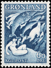 [OOS] Greenland #Mi39a MH 1957 Sedna Sea MotherBearWhaleSealDolphin[Dk Blue][43] picture