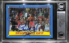 Jim Neidhart Bret Hart Jimmy Signed 1987 Topps WWF Rookie Card 63 BAS COA WWE RC picture
