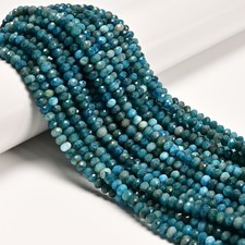 Natural Blue Apatite Faceted Rondelle Beads Size 2x3mm 3x4mm 3x5mm 15.5