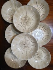 8 Soup Cereal Pasta Pier 1 Sanctuary Starburst Cream and Brown Stoneware Bowls picture