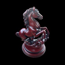 Vintage Sou Shan Chinese Red Stoneware Horse Paperweight Figurine Original Box picture
