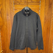Weatherproof Vintage Mens Full Zip Faux Fur Sherpa Lined Sweater Jacket Gray L picture